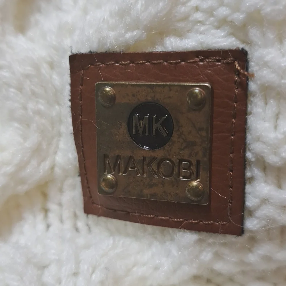 Makobi Men’s Streetwear Sweater Cable Knit Zip Cardigan Cream Hooded Pockets XL - Picture 11 of 15